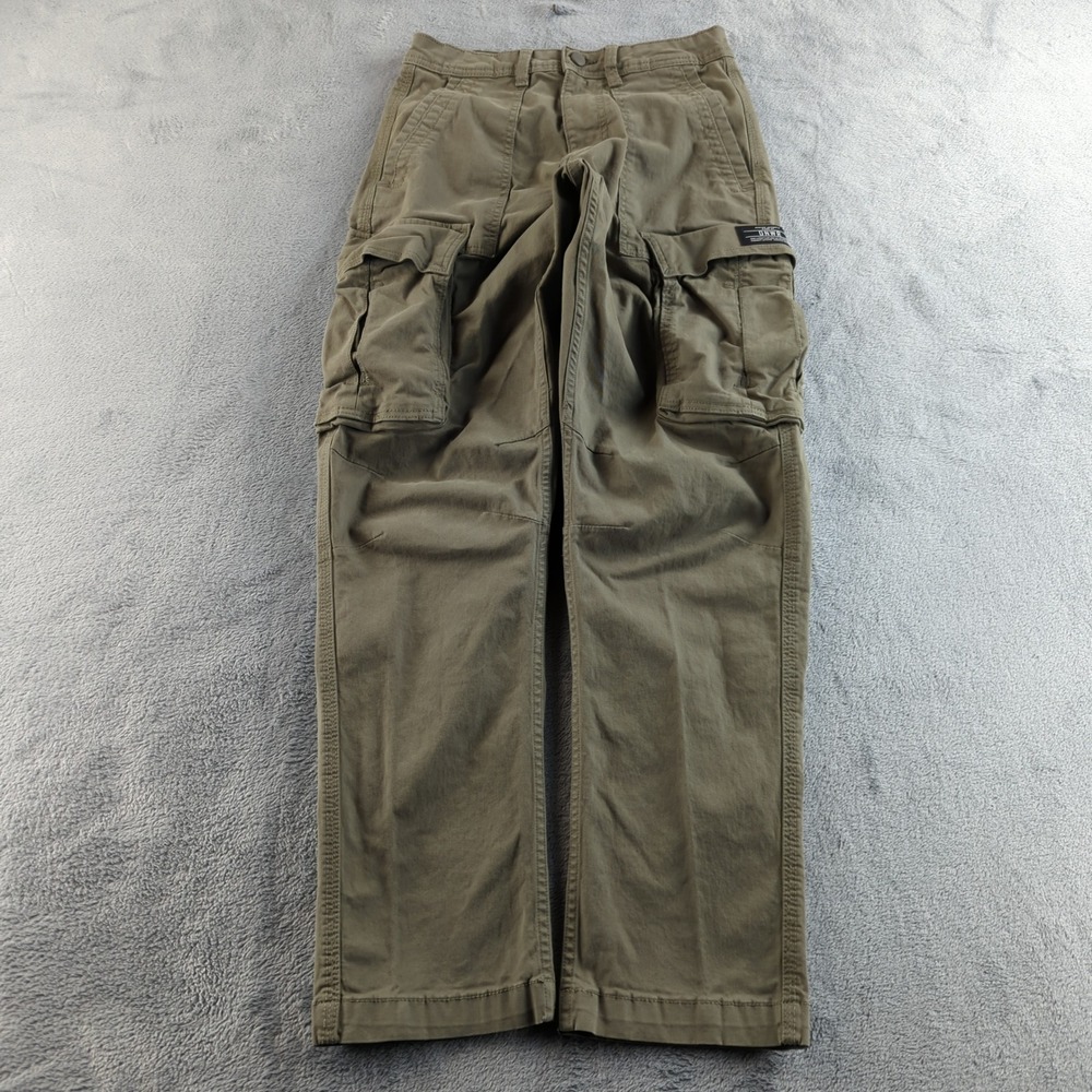 Zara Cargo Pants Mens 29x30 Green Straight Stretch Utility Trousers Denim Cotton